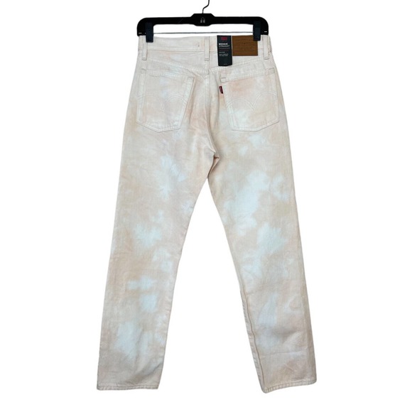 NEW Levis Wedgie Straight Jeans High Rise Denim Tie Dye Button Fly Pink Peach 27 - Picture 3 of 12
